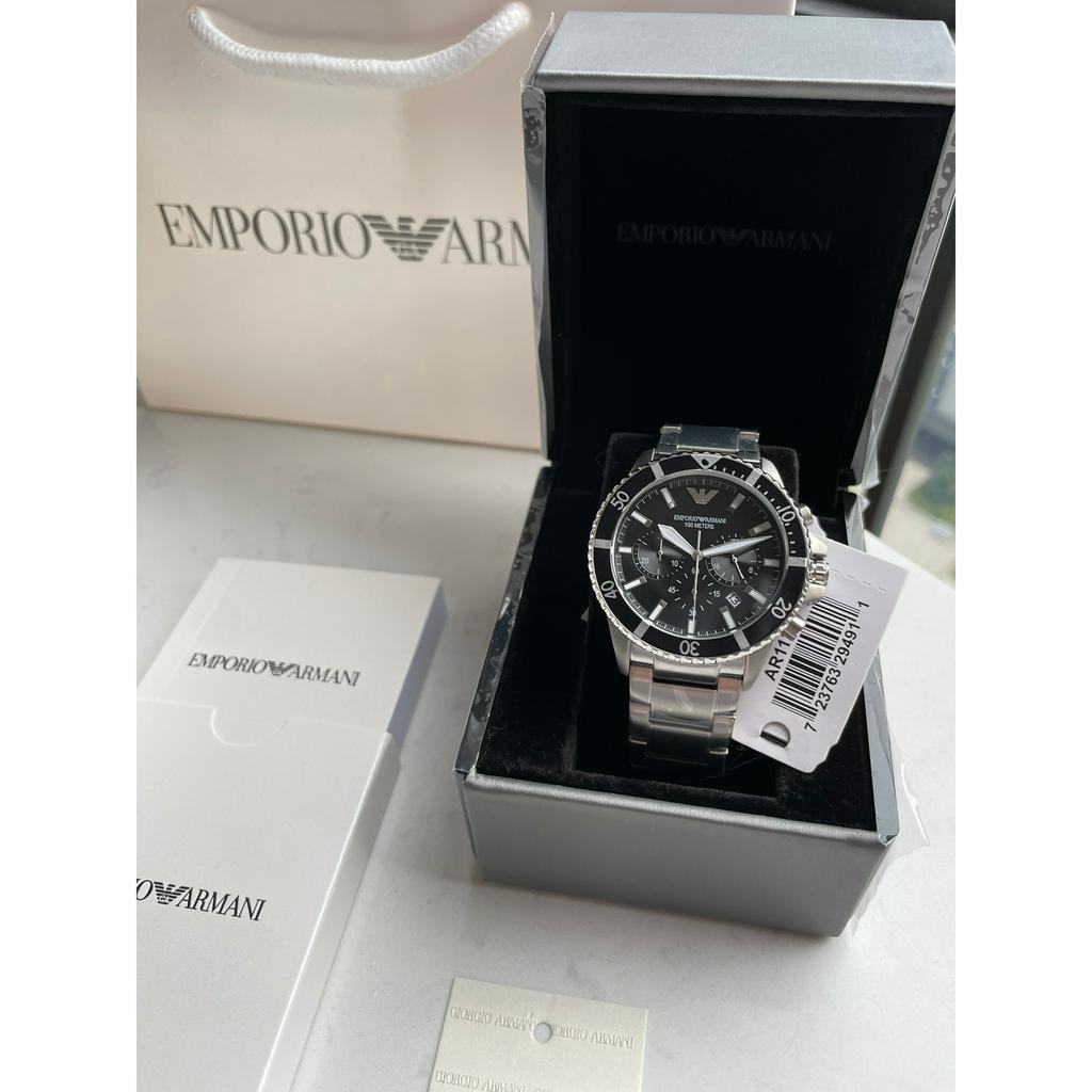 EMPORIO ARMANI AR11360 Đồng Hồ Nam Herren Chronograph Mặt Số Màu Đen Bằng Thép Không Gỉ - Bạc