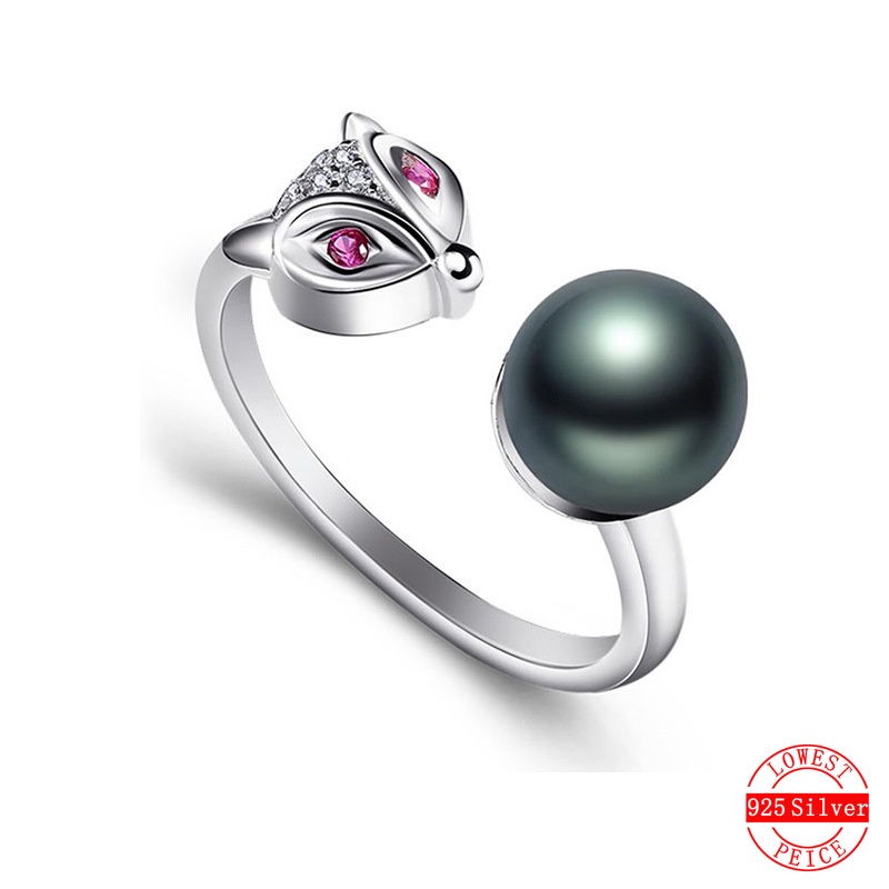 Nhẫn bạc S925 đính ngọc trai đen