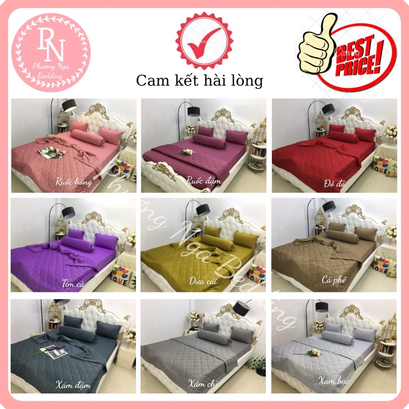Bộ ga 4 món thun lạnh Hàn Quốc trơn 1 màu (không mền)