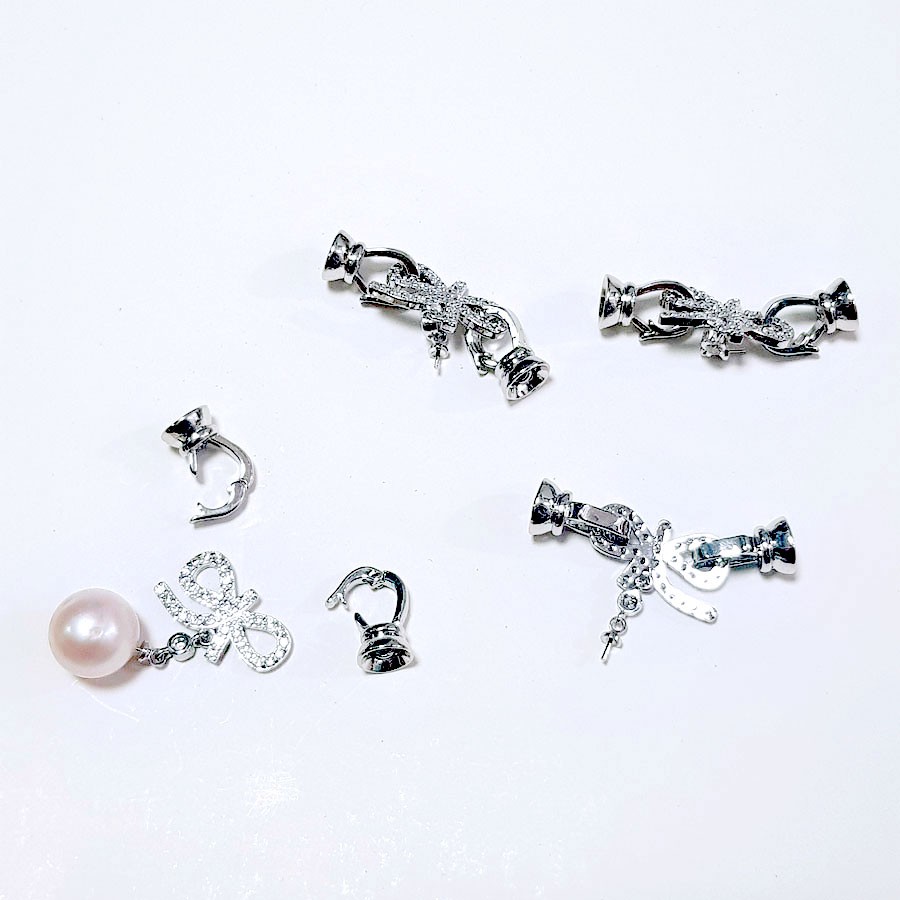 Phụ kiện trang sức (DIY) - Chốt khóa nơ hoa thay mặt dây chuyền làm vòng cổ vòng tay - K13M