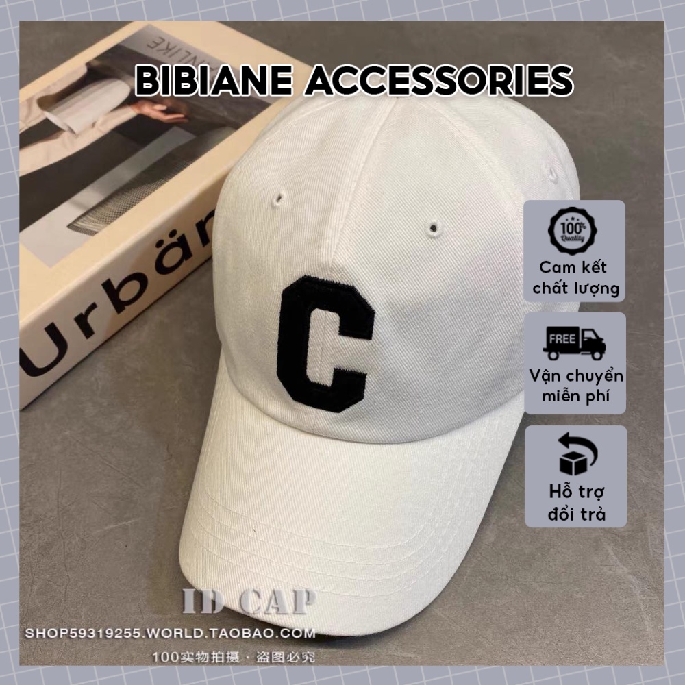 Mũ lưỡi trai thêu chữ C vải cotton hot trend dễ phối đồ Bibiane Accessories