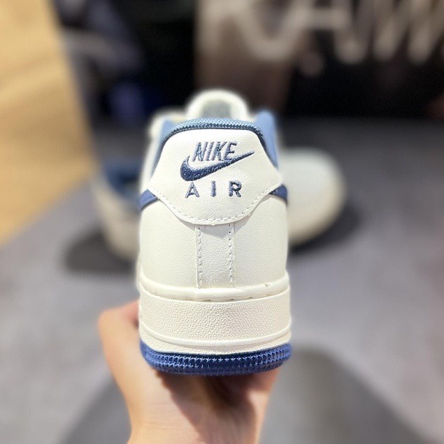 Giày Thể Thao Nam Nữ, Giày AF1 trắng sữa viền xanh navy Air Force 1 Hàng Đẹp Full Box Bill hót nhất 2022