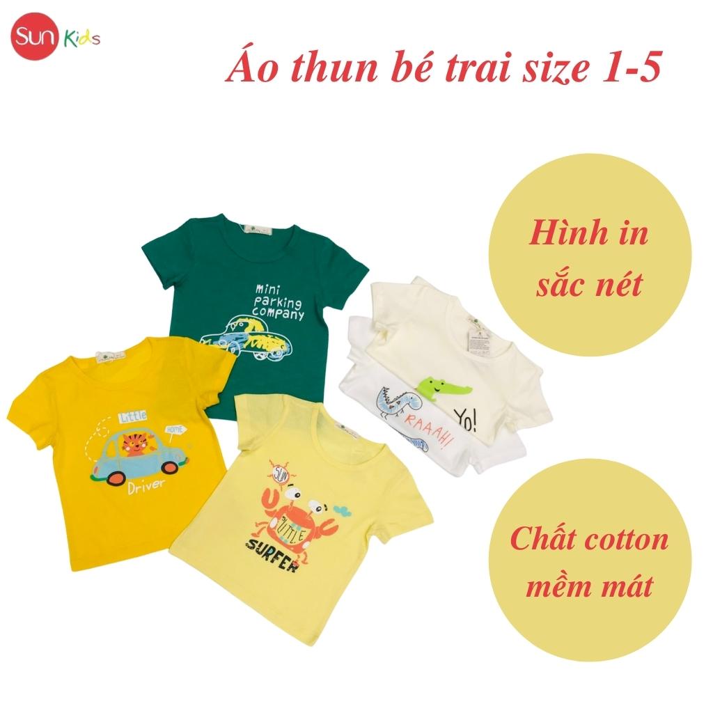 Áo thun bé trai, áo phông cho bé trai chất cotton nhiều màu, size 1-5 tuổi - SUNKIDS