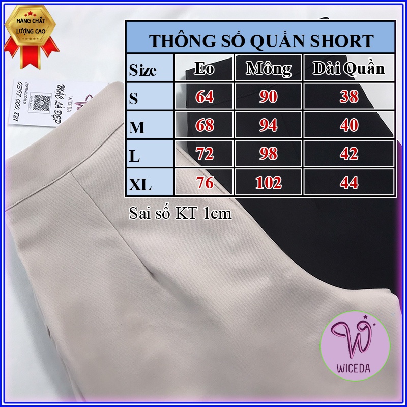 Quần short đùi nữ cạp cao túi dọc Wiceda , quần sooc ngăn lưng cao 2 màu đen trắng sứ chất tuyết mưa đẹp QDS510