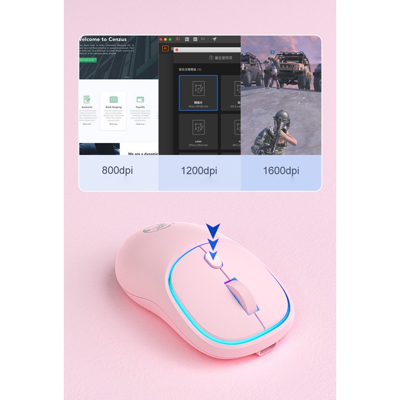 Chuột không dây 2.4G chính hãng iMice , sạc pin siêu mỏng không gây tiếng ồn chuyên dùng cho Máy tính,chuột pc, Laptop