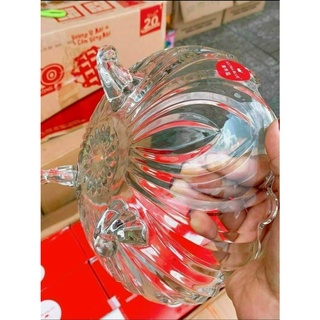 Dĩa thủy tinh 3 chân trắng 25cm
