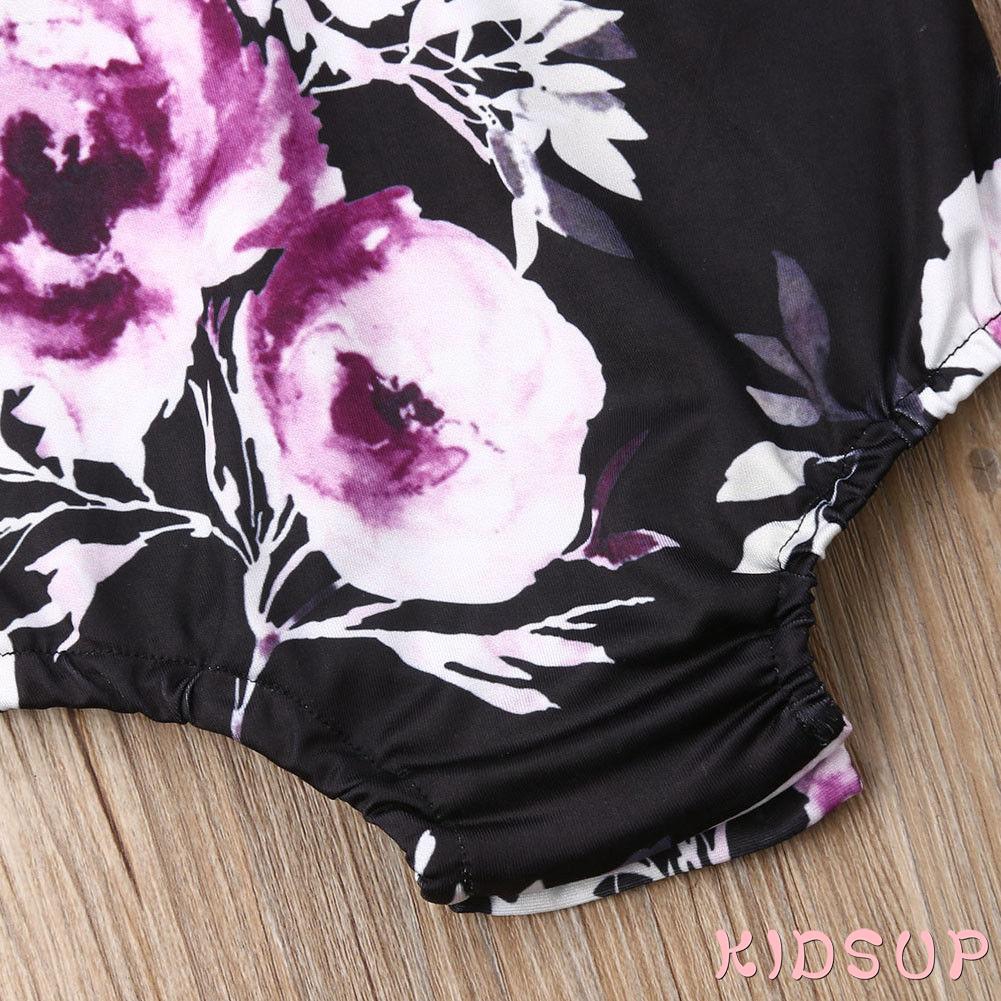 Bộ Jumpsuit Cotton In Hoa + Vớ Cho Bé Gái (0-18 Tháng)