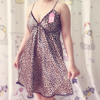 Đầm 2 dây mặc nhà da beo