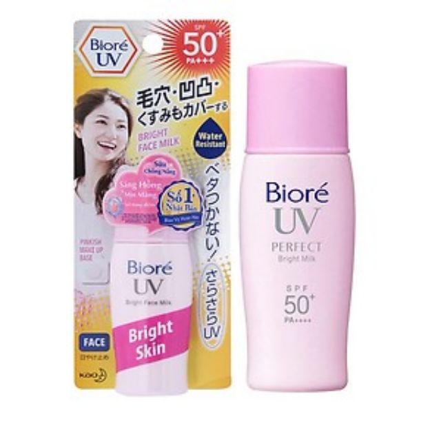 Sữa Chống Nắng Biore UV Bright Face Milk Sáng Hồng Tự Nhiên Tuýp 30ML 