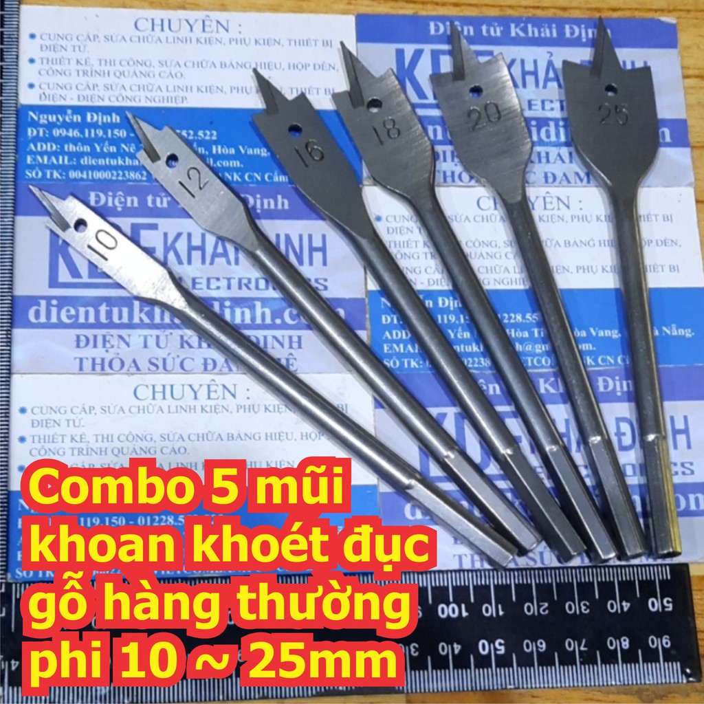 Combo 6 mũi khoan khoét đục gỗ hàng thường phi 10 ~ 25mm kde7377