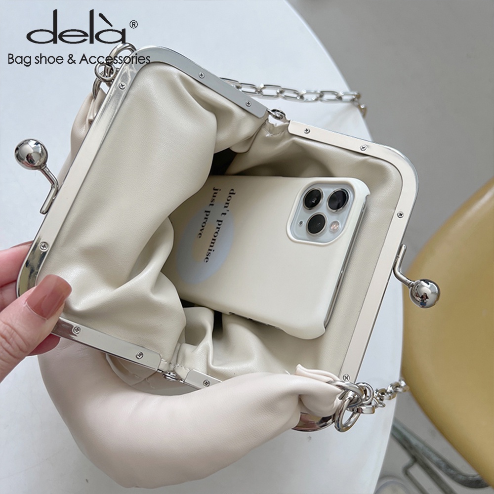 Dela Túi Xách Đeo Chéo Có Khóa Kẹp Dây Xích Thiết Kế Mới Mùa Xuân Phong Cách Hàn Quốc Cho Nữ