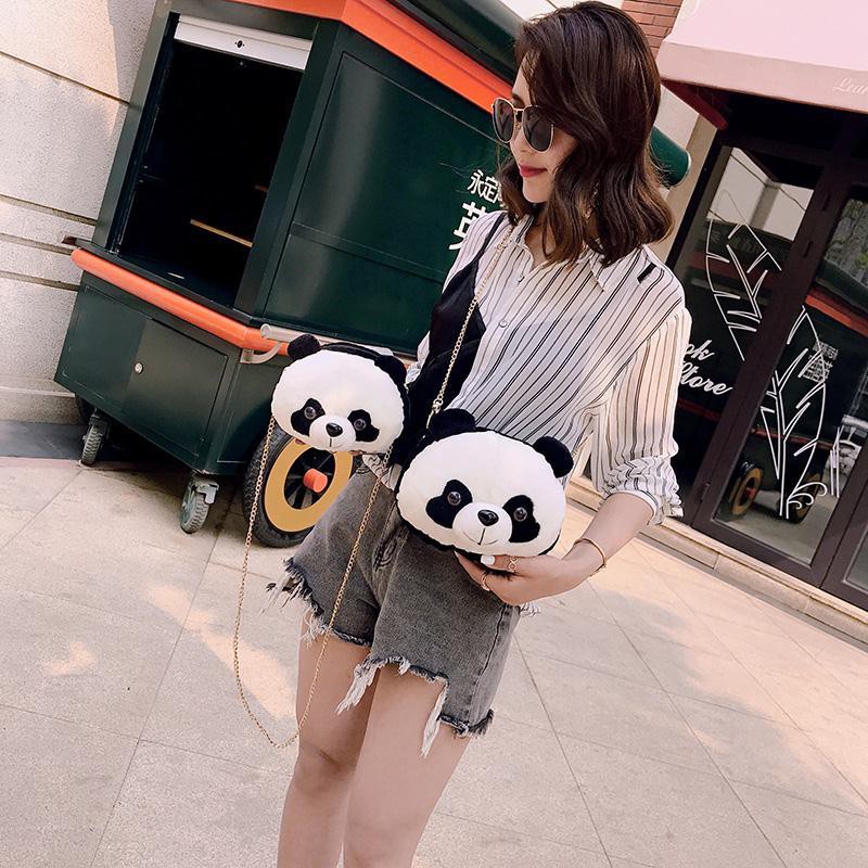 Túi xách đeo chéo nữ - wool bag female 2021 new springsummer fashion Joker plush shoulder bag cute cartoon panda shoulder b