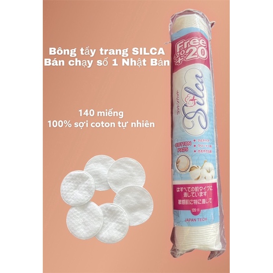 Bông tẩy trang SILCA  Nhật  Bản 140miếng