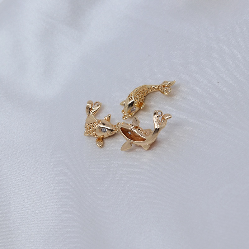 Khuyên Tai Cá Chép Ba Chiều Bằng Đồng Mạ Vàng 18K DIY