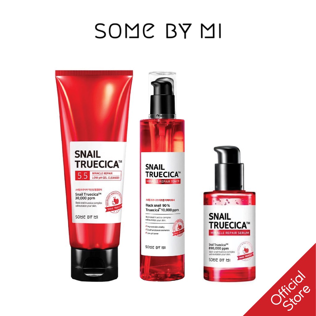 Bộ Sản Phẩm Phục Hồi Trị Sẹo Some By Mi Snail Truecica Miracle Repair ( SRM+TONER+SERUM)