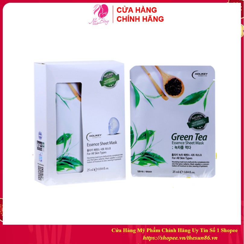 [Lẻ Miếng] Mặt nạ giấy -Mặt nạ dưỡng trắng da chiết xuất từ Trà Xanh ngừa mụn &amp; làm trắng HOLIKEY Hàn Quốc