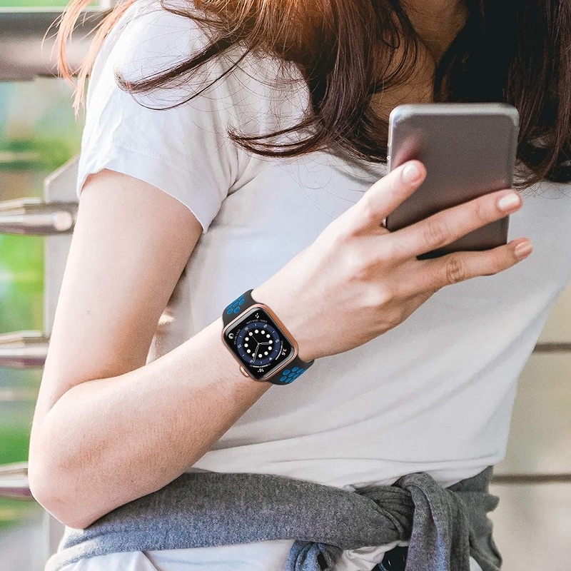 Dây Đeo Đồng Hồ Bằng Silicone Thoáng Khí Cho Apple Watch 49mm 41mm 45mm 44mm 40mm 42mm 38mm 44 mm ultra 8 6 i-Watch 7 5 4 se