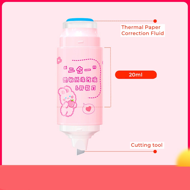 Dụng cụ cắt mở gói hàng và tẩy xóa giấy in nhiệt 20ml trong suốt 2 trong 1 nhanh khô bảo vệ thông tin riêng tư