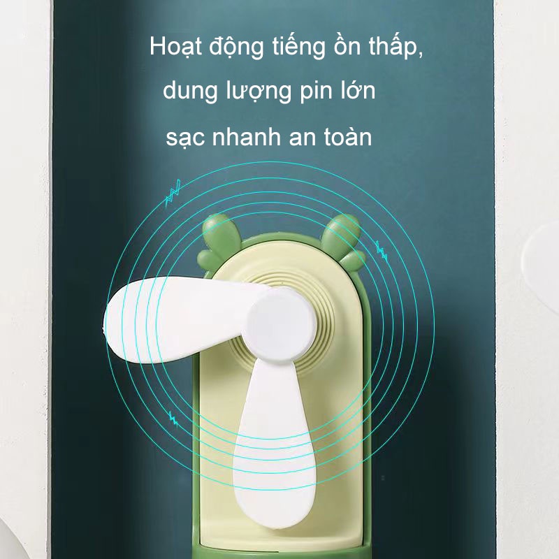 Quạt Phun Sương Mini Cầm Tay Tích Điện Phun Hơi Sương Xịt Khoáng Tạo Ẩm Làm Mát Hình Thú Dễ Thương Tiện Dụng Nhỏ Gọn