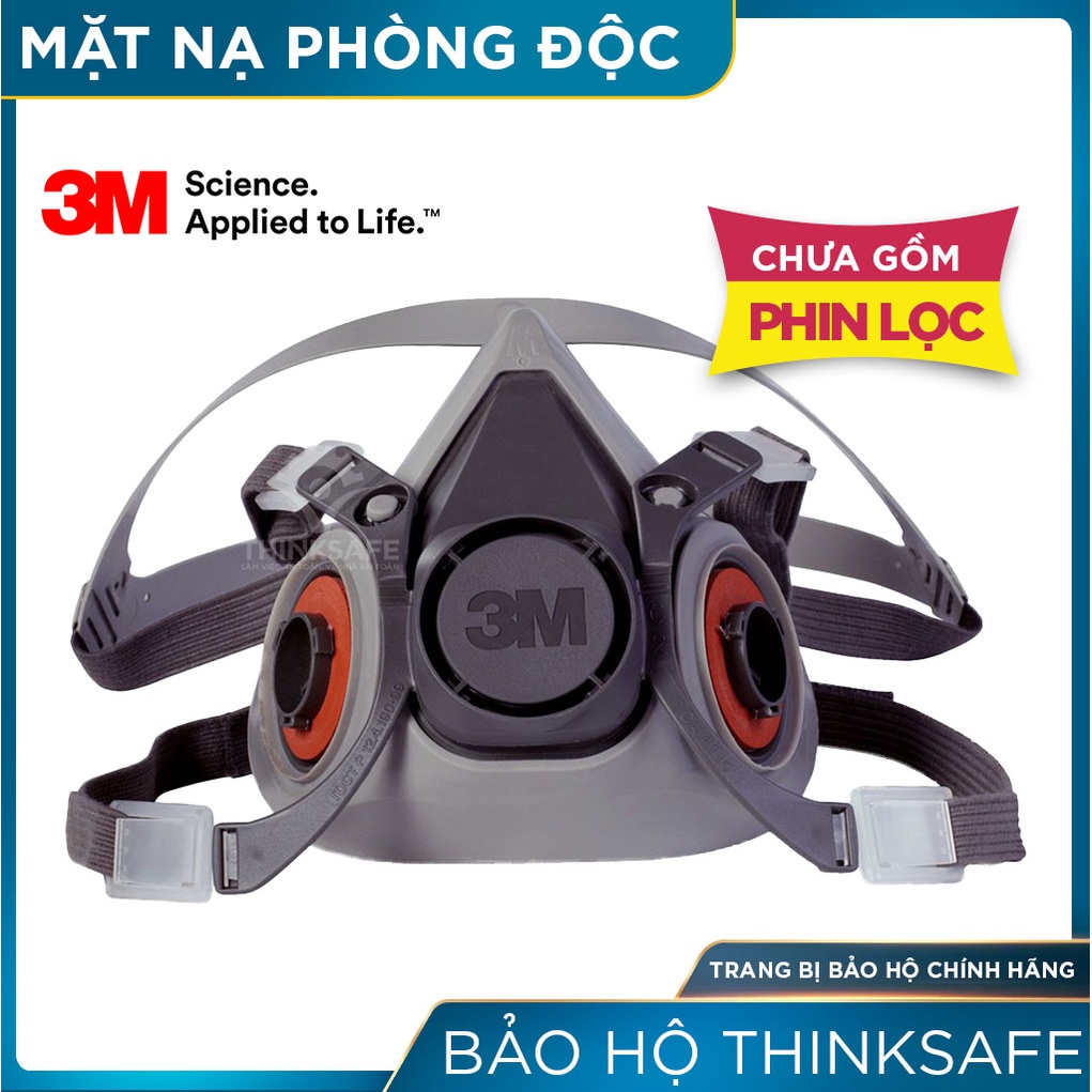 Mặt nạ phòng độc 3M 6200 chất liệu silicone (chưa bao gồm phin lọc) - Bảo Hộ Thinksafe