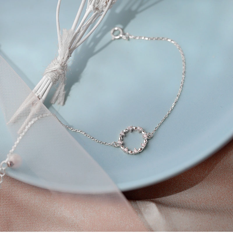 Lắc Tay Phong Cách Hàn Quốc Mặt Tròn Sao Thổ Mảnh Mai Thanh Lịch Bạc Ý S925 - L2660 Bảo Ngọc Jewelry