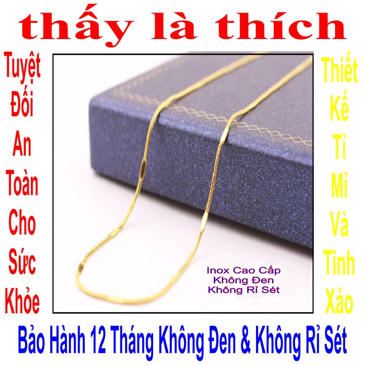 Dây chuyền vàng cho bé trai kiểu ô vuông chữ nhật - An toàn cho trẻ - Cam kết 1 đổi 1 nếu hoen, gỉ sét