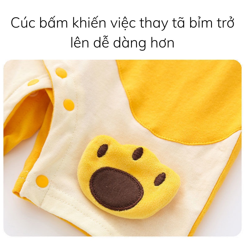 Body Đùi Cộc Tay Cho Bé Trai Bé Gái Dễ Thương Chất Cotton Thoáng Mát Mềm Mịn Co Giãn 4 Chiều Cho Bé 3-12kg