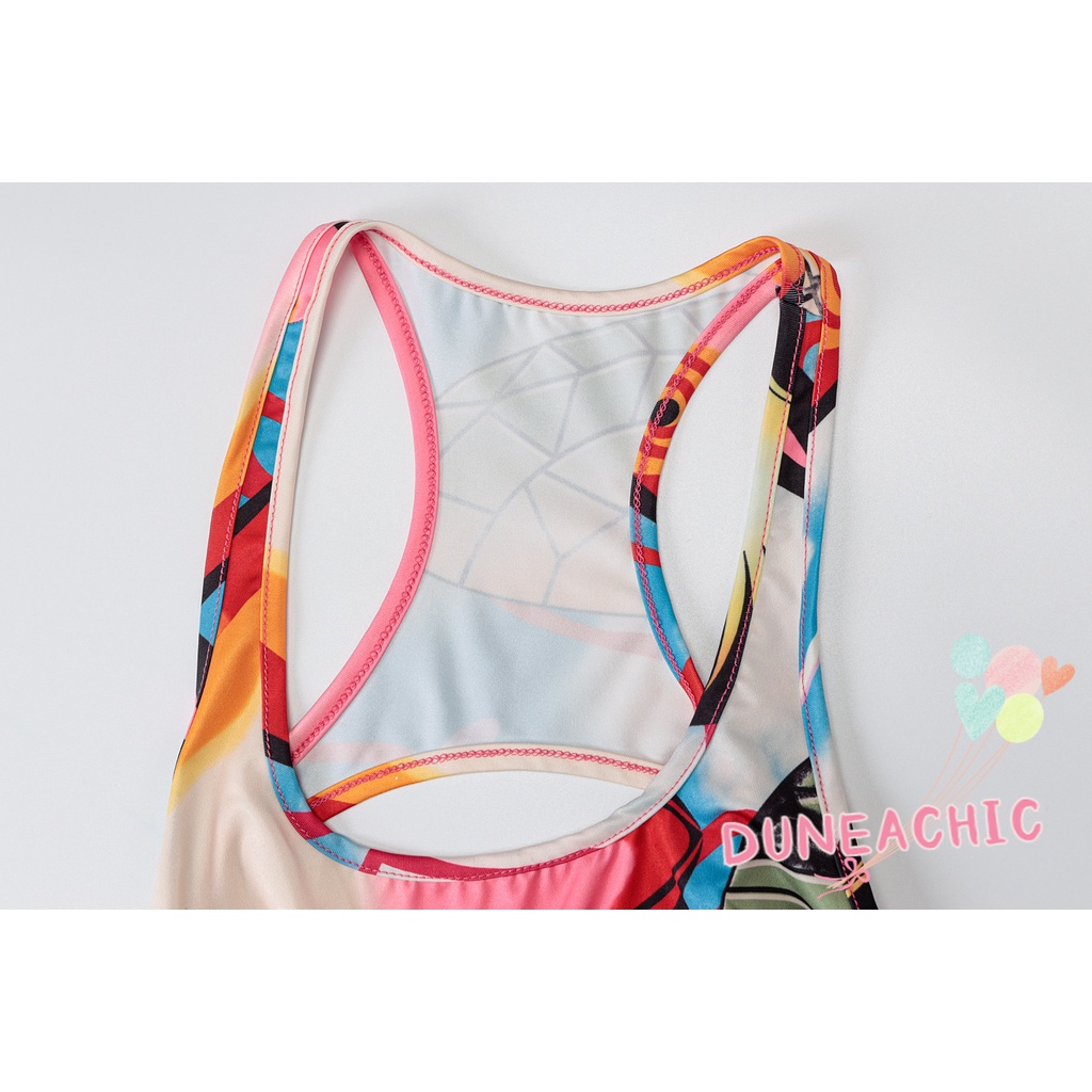DUNEA Đầm Tank Top Hở Lưng In Họa Tiết Thời Trang Cho Nữ