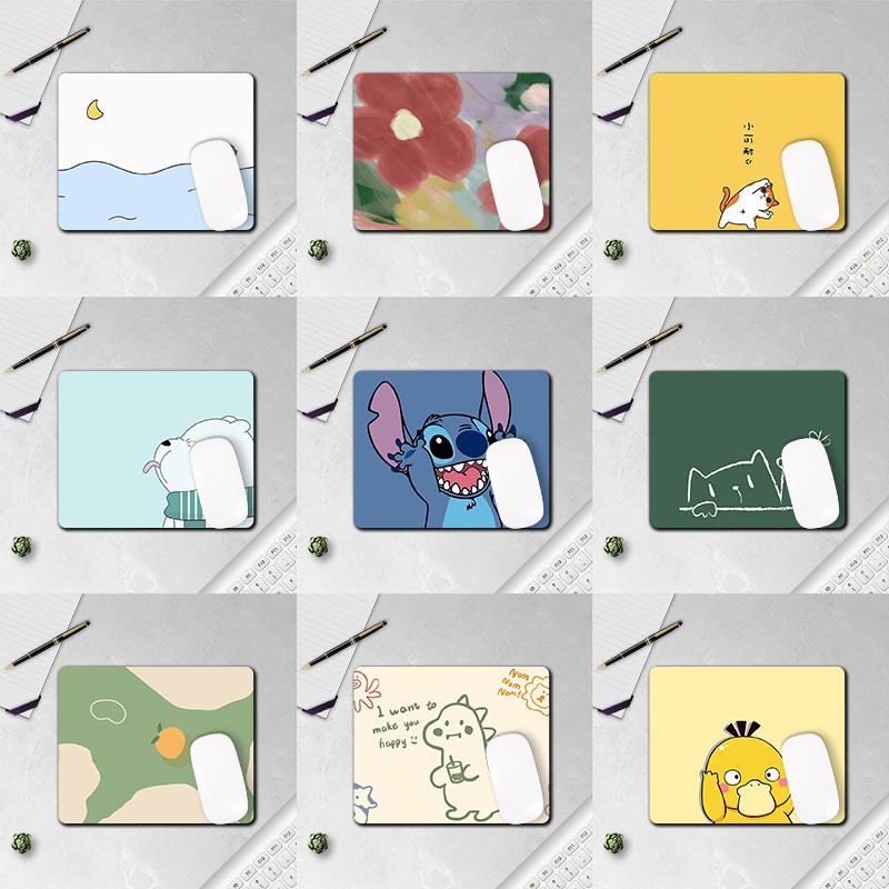 Tấm lót chuột máy tính họa tiết dễ thương hình vuông chống thấm nước tiện dụng trong văn phòng 26*21cm