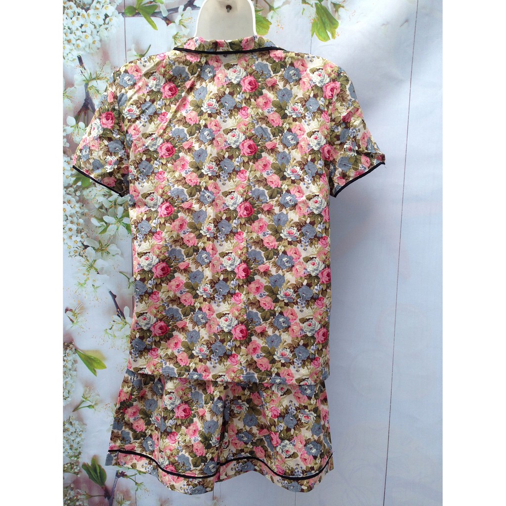 Bộ đồ mặc nhà Bộ Pijama vải kate đẹp kiểu quần đùi áo cộc tay