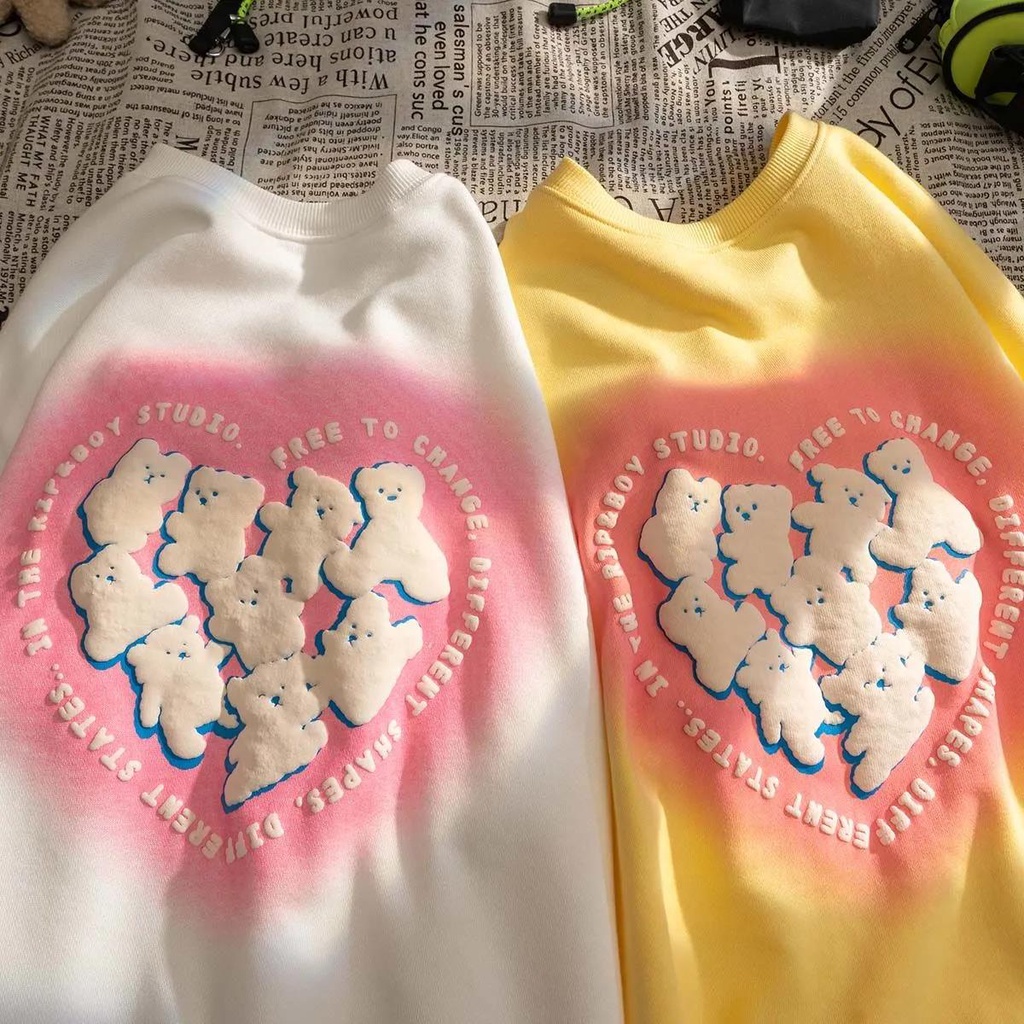 Áo sweater in hình gấu phong cách Nhật Bản cổ điển thời trang xuân thu 2021 mới năng động trẻ trung cho nữ