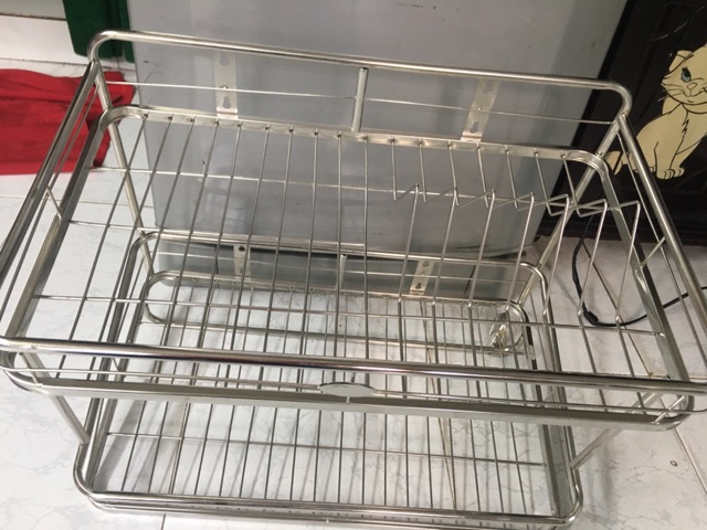 treo chén dĩa 2 tầng inox 201 size 30cm dai 50cm