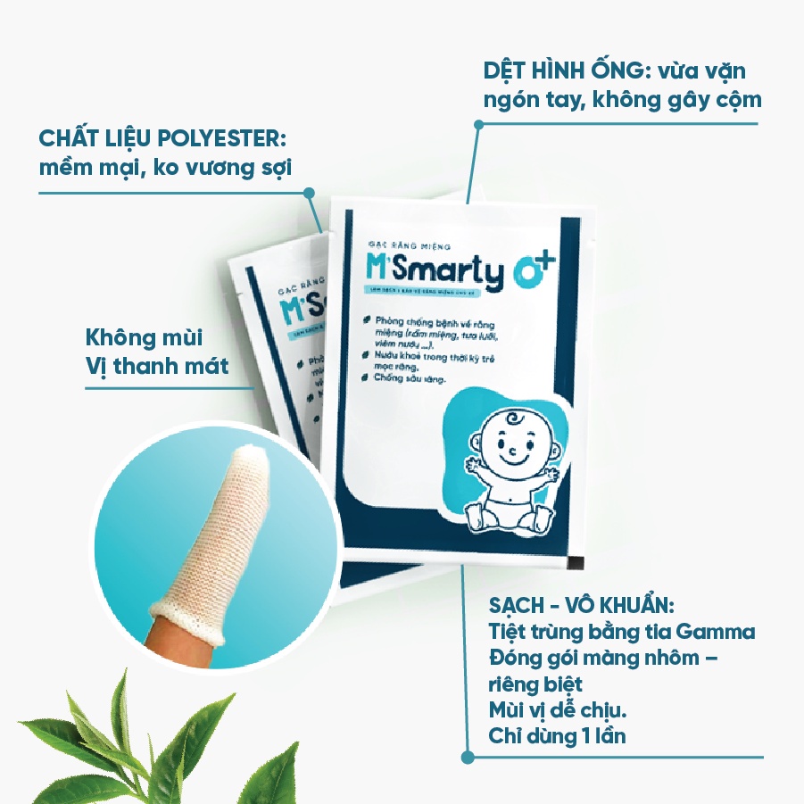 Gạc rơ lưỡi cho bé m smarty tưa lưỡi bé bị nấm miệng ở trẻ sơ sinh nấm lưỡi tưa miệng Hộp 30 gói