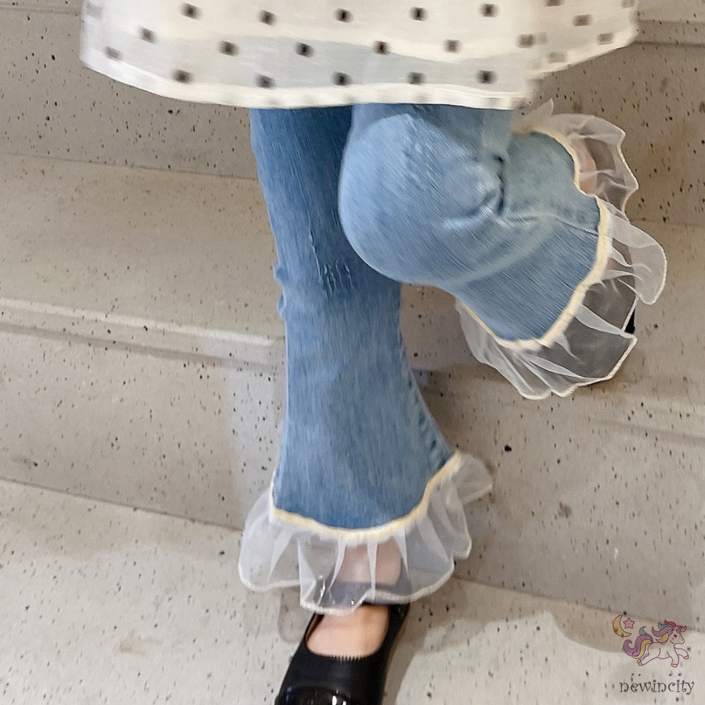 Set Áo Chấm Bi + Quần Jeans Phong Cách Hàn Quốc Cho Bé Gái