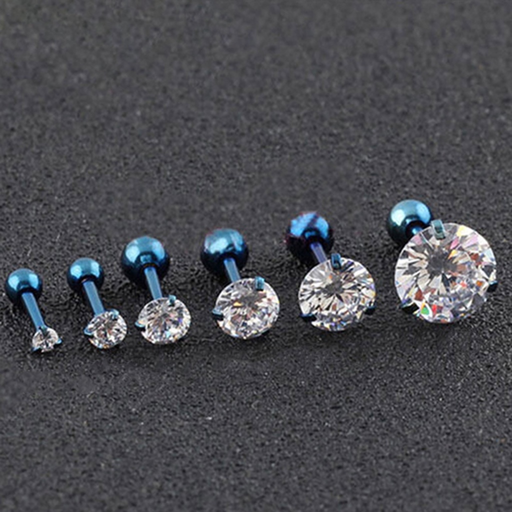 Khuyên tai đính đá 3 chấu không gây dị ứng độc đáo