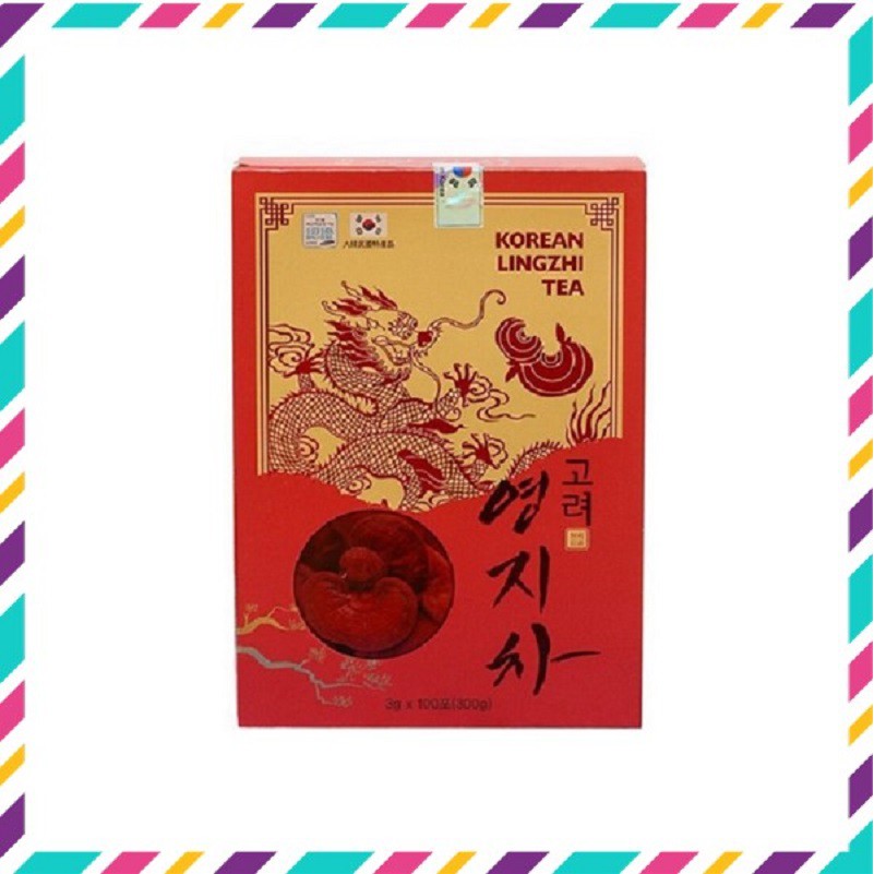 [ Trợ Giá ] Trà Linh Chi đỏ Hàn Quốc - Korean Lingzhi Tea, Hộp 100 Gói * 3g, Giúp Thanh Nhiệt Cơ Thể