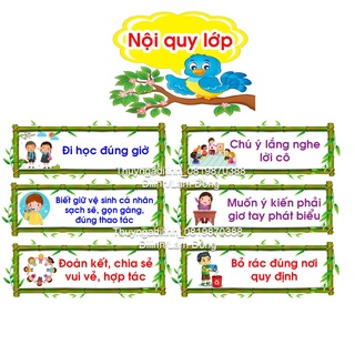 Nội quy lớp học mầm non in màu ép plastic (Ngang 1 khung 20cm hoặc 40cm)