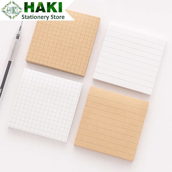 Giấy ghi chú hình vuông HAKI, giấy note 80 trang kiểu dáng đơn giản tiện dụng NO4
