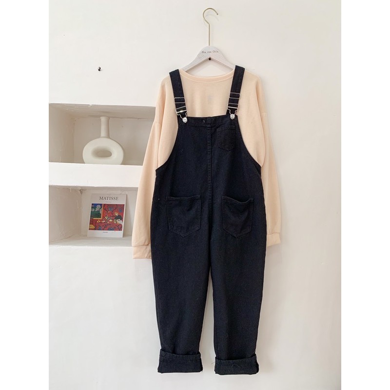 [Mã FAXANH55 giảm 10K đơn 50K] yếm jean baggy (trắng/đen) | BigBuy360 - bigbuy360.vn