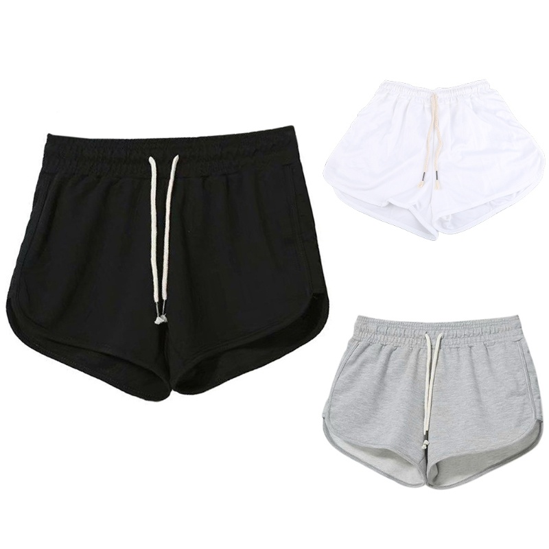 Quần Short Thể Thao Lưng Rút Dây Màu Sắc Trơn Thời Trang Mùa Hè Cho Nữ