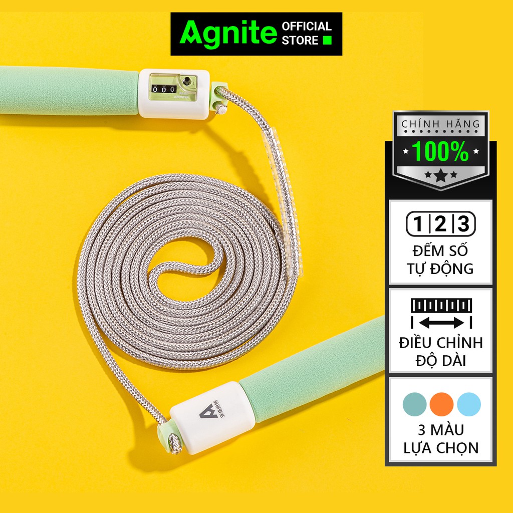 Dây nhảy thể dục lõi bông - đếm vòng tự động Agnite cao cấp, Tiêu chuẩn quốc tế - Tăng thể lực hỗ trợ giảm cân- F4111