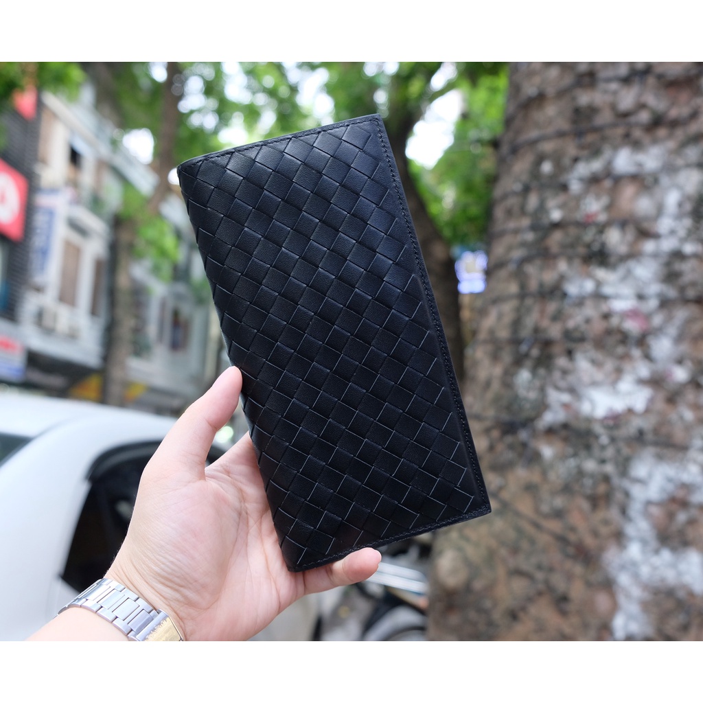 Ví dài nam màu đen da cừu cao cấp, fullbox làm quà tặng