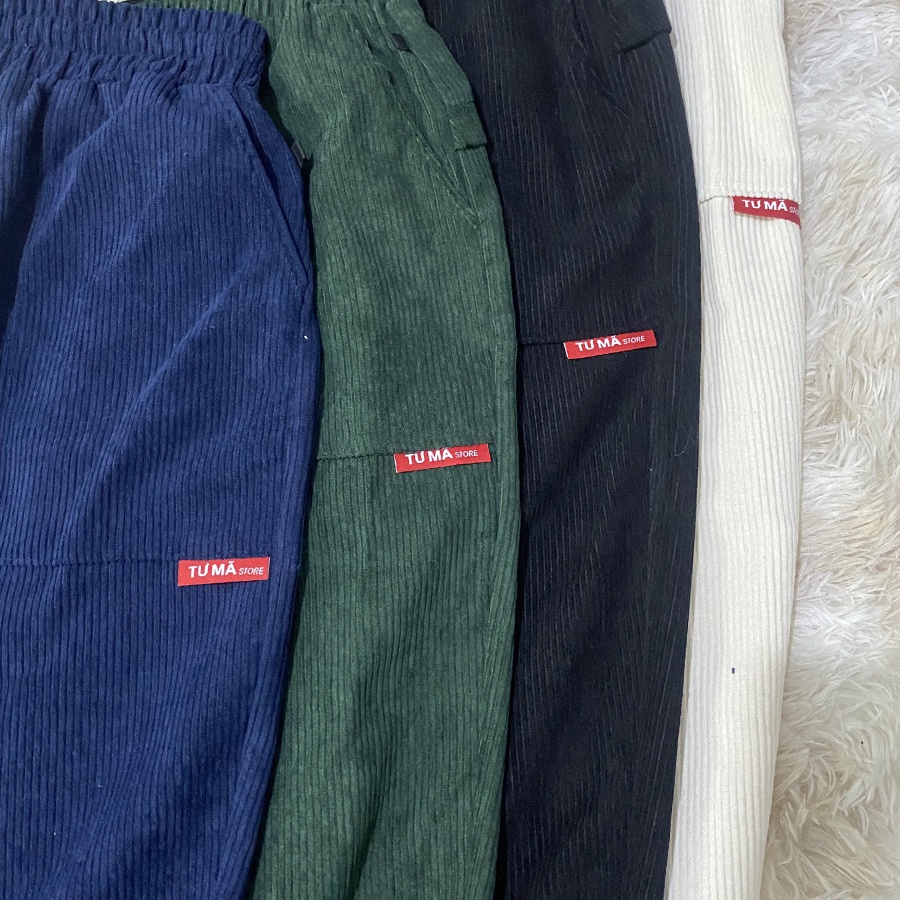 Quần jogger nam nữ Tư Mã Store chất nhung tăm form rộng phong cách Hàn Quốc vintage