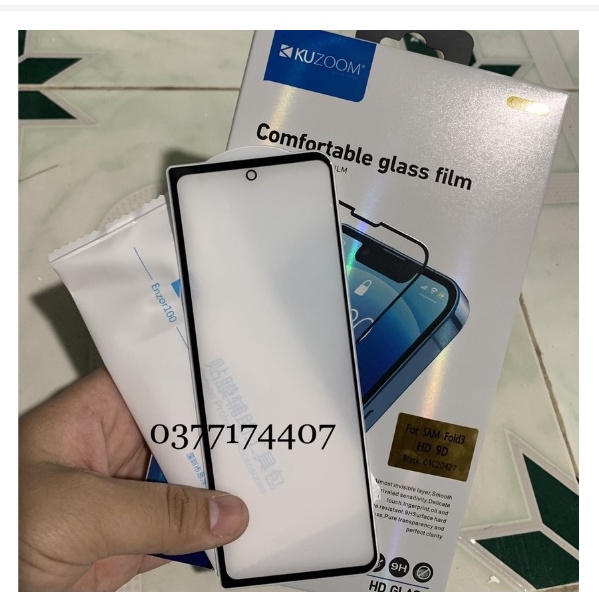 Kính cường lực Kuzoom mặt trước nhỏ cho Samsung Z Fold 3 5G Full màn hình chính hãng