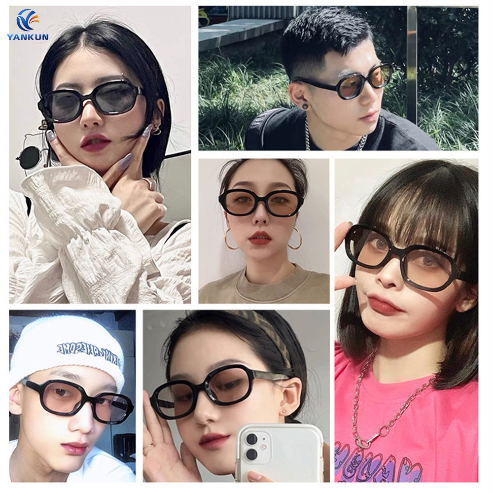 Kính Mát Gọng Oval Nhỏ Mỏng Màu Nâu Đơn Giản Cá Tính Cho Nữ