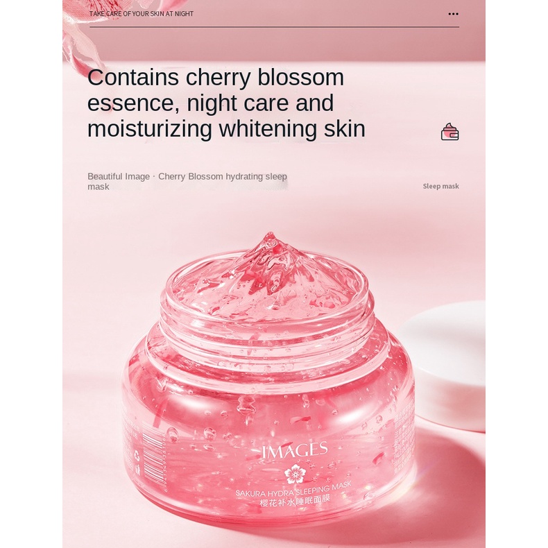 Mặt nạ ngủ IMAGES chiết xuất hoa anh đào dưỡng ẩm làm trắng sáng cải thiện da khô cao cấp 120g