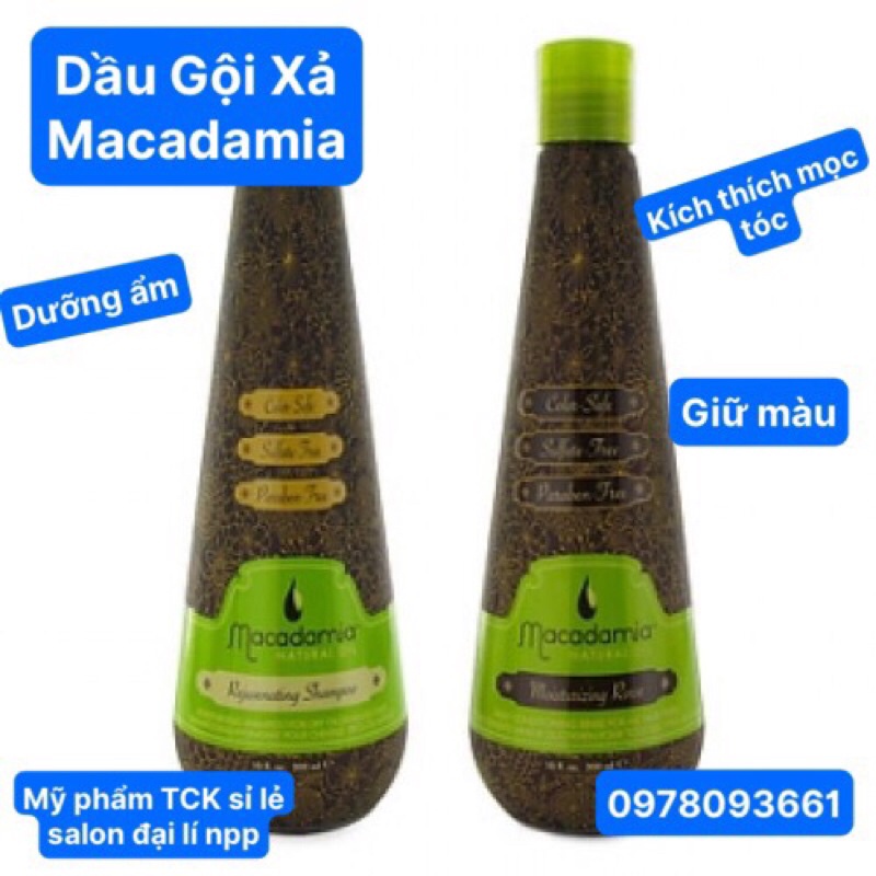 [HÀNG CHÍNH HÃNG] DẦU GỘI XẢ MACADAMIA PHỤC HỒI TÓC HƯ TỔN 1000mlx2