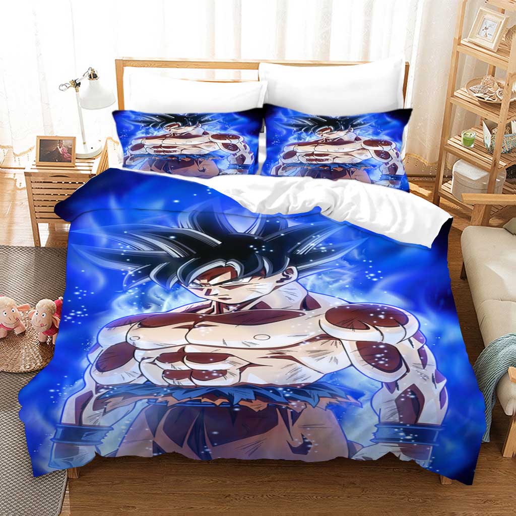 Bộ Chăn Ga Và Vỏ Gối 3 Trong 1 In Hình Son Goku Dễ Thương
