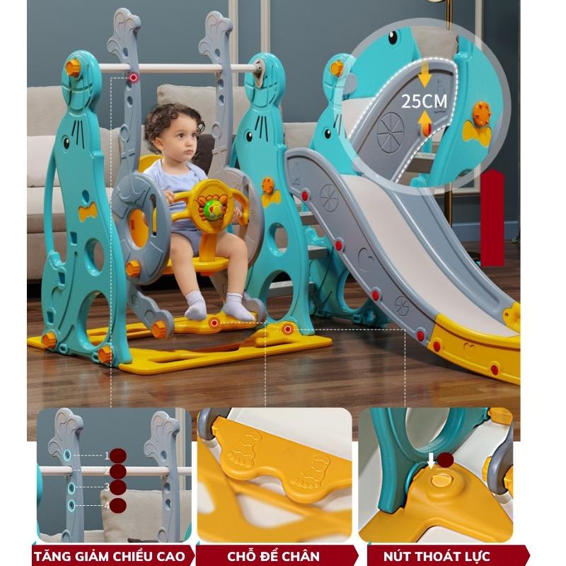 Cầu trượt cho bé HOLLA, Cầu trượt xích đu 3in1, Tặng kèm Bóng rổ cho bé BABYHOPE