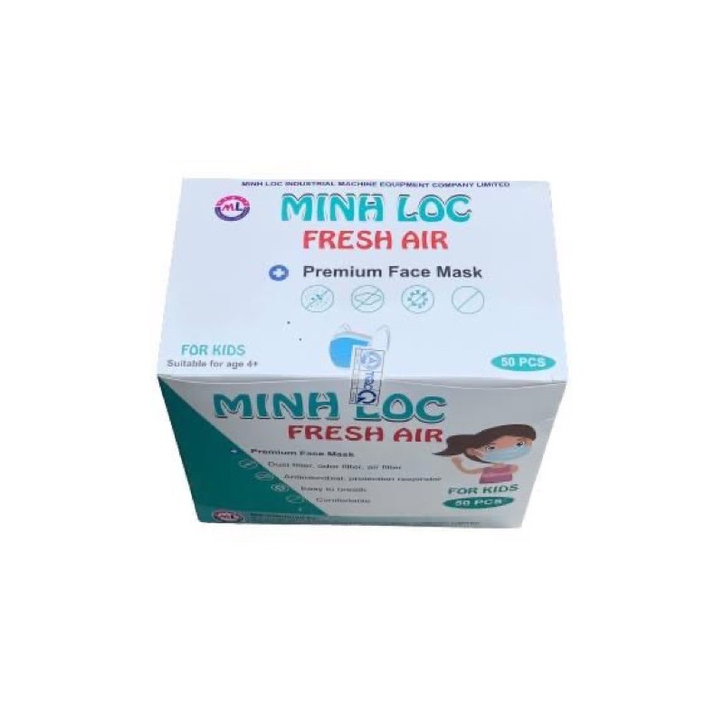 HỘP 50c KHẨU TRANG TRẺ EM KHÁNG KHUẨN 3 LỚP MINH LỘC | BigBuy360 - bigbuy360.vn